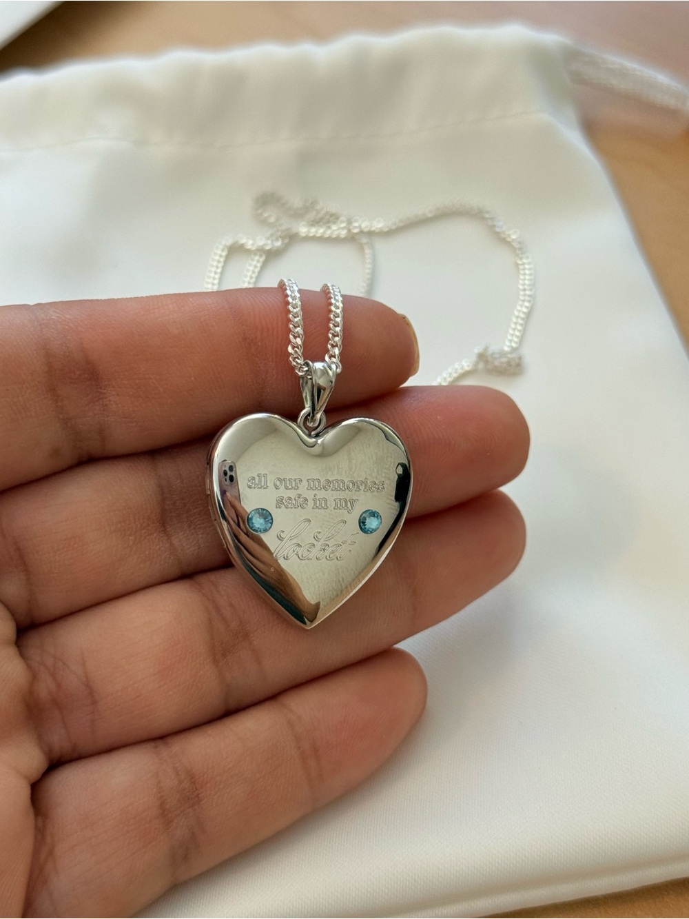 Madison Beer Heart Pendant Necklace with Blue Accent